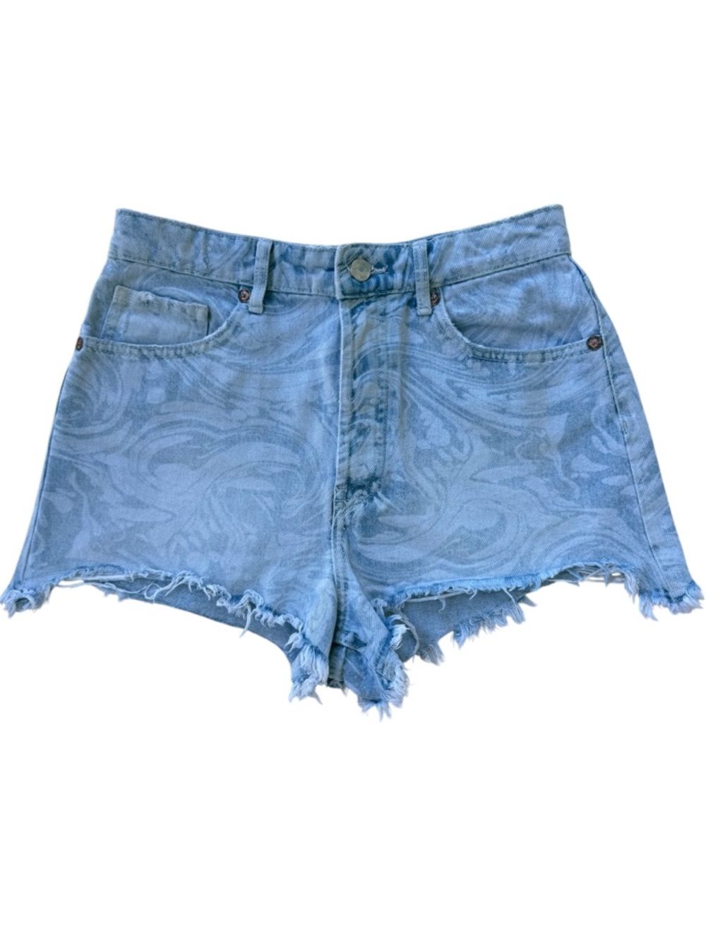 Zara high waist light wash swirl cutoff jean shorts  size 6